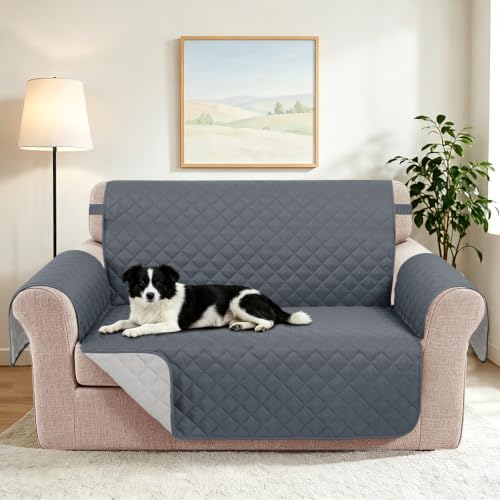 Loveseat Couch Cover for Dogs (Dark Blue/Light Grey / Loveseat - Small (45"))