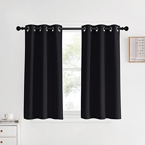 Blackout Bedroom Curtains for Windows 40 inch Long (Black / 34"W x 40"L (Pack of 2))