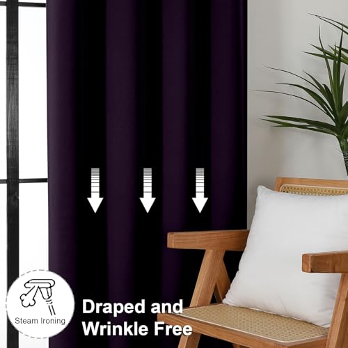 Ava BlackBerry Blackout Curtains for Bedroom 96 Inches Long 2 Panels (Blackberry / 40"W x 96"L (Pack of 2))