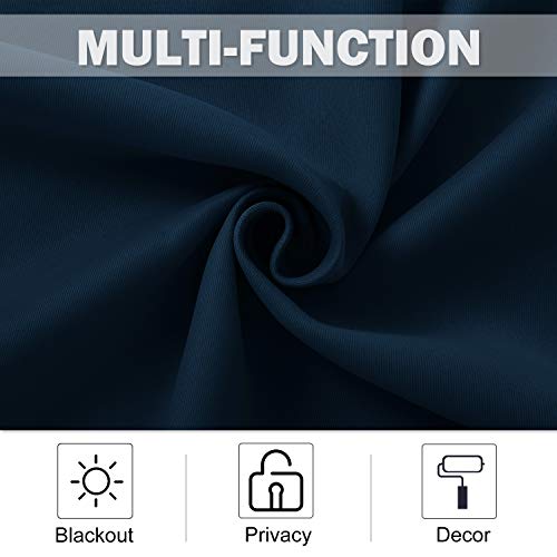 Blackout Kitchen Curtains and Draperies Navy for Kitchen Bathroom (Navy / 42"W x 36"L (Pack of 2))