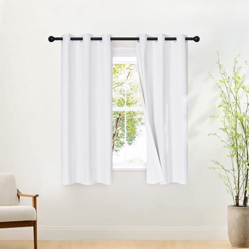 100% Blackout White Curtains 63 inch Length (100% Blackout White / 37"W x 63"L (Pack of 2))