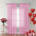 Pink Sheer Curtains 84 Inches Long for Living Room (Pink / 42"W x 84"L (Pack of 2))