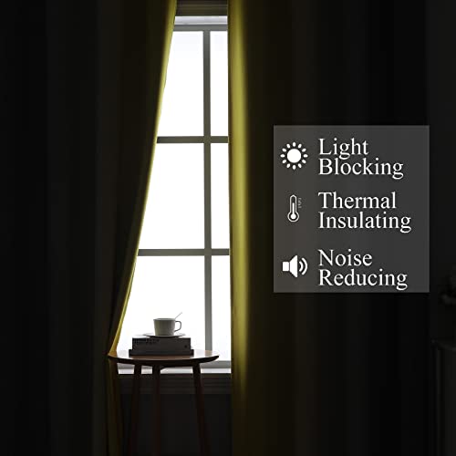 Yellow and Grey Ombre Blackout Curtains for Living Room 42Wx63L Inch Length (Yellow and Grey / 42"W x 63"L (Pack of 2))