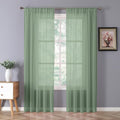 Sheer Curtain Linen Textured Bedroom Curtains Sheer Light Filtering Rod Pocket Voile Curtain for Living Room (54"W x 95"L (Pack of 2) / Sage Green)