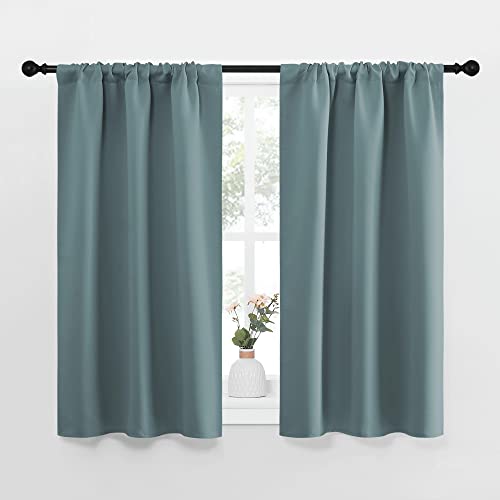 Greyish Blue Blackout Curtains Panels for Window (Greyish Blue / 34"W x 45"L (Pack of 2))