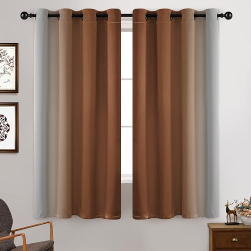 Greyish White and Burnt Orange Ombre Curtains (52"W x 63"L (Pack of 2) / Burnt Orange)