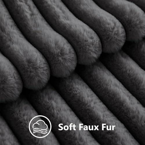 Fall Faux Fur Throw Pillow Covers 12x20 Set of 2 Dark Grey (Dark Grey / 20" x 12" (Pack of 2))
