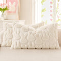 Beige Faux Fur Bunny Throw Pillow Covers 12x20 Set of 2 (20" x 12" (Pack of 2) / Rabbits Beige)