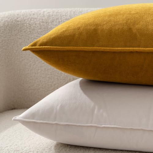 Decorative Cream White Velvet Euro Sham Throw Pillow Covers 24x24 in (24" x 24" (Pack of 2) / Cream White)