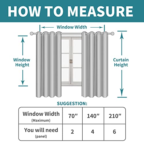 63 Inch Length Faux Linen Curtains for Bedroom 2 Panels (52"W x 63"L (Pack of 2) / Silver Grommet-haze Blue)