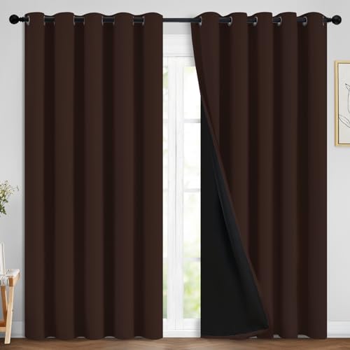 Chocolate Brown Blackout Curtains 84 Inches Long 70" Wide (70"W x 84"L (Pack of 2) / Chocolate Brown)