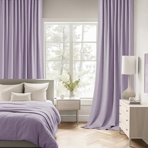 Lilac Back Tab Blackout Curtains 52x84 Inch Length 2 Panels Set (Lilac / 52"W x 84"L (Pack of 2))