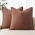 Decorative Linen Euro Sham Pillow Covers 24x24 Rust Red (Rust Red / 24" x 24" (Pack of 2))