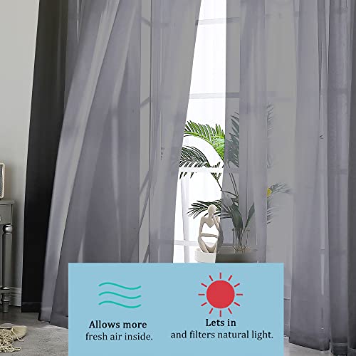 Black Sheer Curtains 90 Inches Long 2 Panels Set (Black / 42"W x 90"L (Pack of 2))