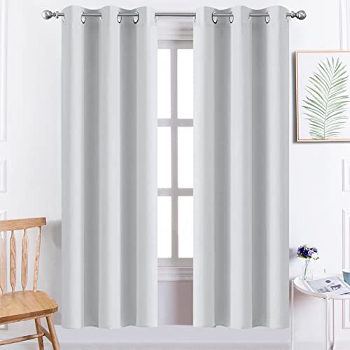 72 Inch Length 100% Blackout Curtains for Bedroom (Greyish White / 38"W x 72"L (Pack of 2))