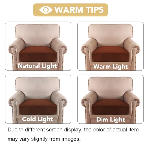 Velvet Stretch Couch Cushion Cover Plush Cushion Slipcover for Chair Cushion Furniture Protector Seat Cushion Sofa Cover (Rust / 1 Cushion Armchair)