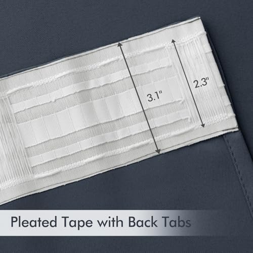 Stone Blue Back Tab Blackout Curtains 52x120 Inch Long 2 Panels Set (Stone Blue / 52"W x 120"L (Pack of 2))