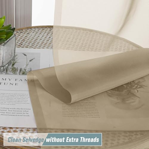 Taupe Sheer Curtains for Window 96 Inches Long 2 Panels Set (42"W x 96"L (Pack of 2) / Taupe)