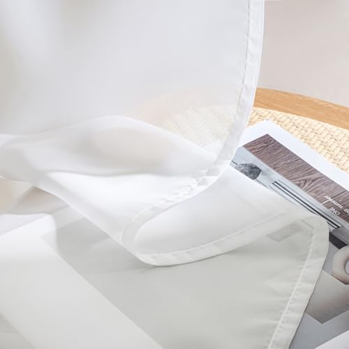 White Sheer Curtains 84 Inches Long 4 Panels 42 x 84 Inches (42"W x 84"L (Pack of 4) / White)