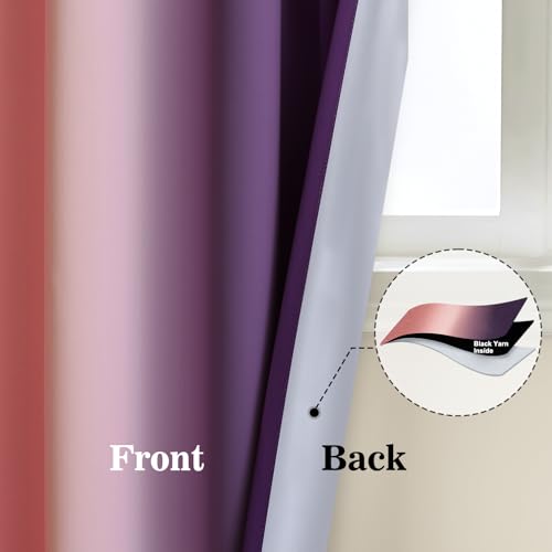 Blackout Ombre Dark Pink Dark Purple Curtains 52x84Inch (52"W x 84"L (Pack of 2) / Dark Pink Dark Purple)