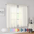Rod Pocket Top Solid Voile Sheer Curtains for Bedroom (Ivory / 42"W x 54"L (Pack of 2))