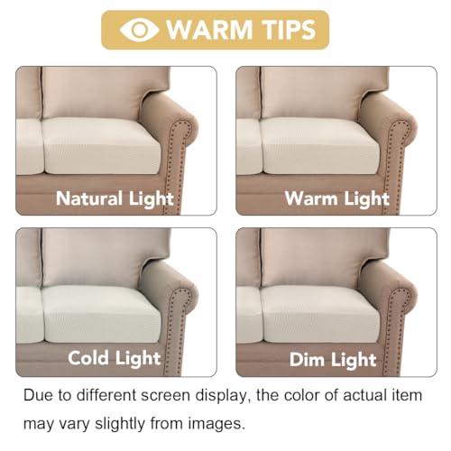 Super Stretch Individual Seat Cushion Covers Sofa Covers Couch Cushion Covers Slipcover Sets Thick Jacquard Textured Twill Fabric (Cream / 1 Cushion Chair)