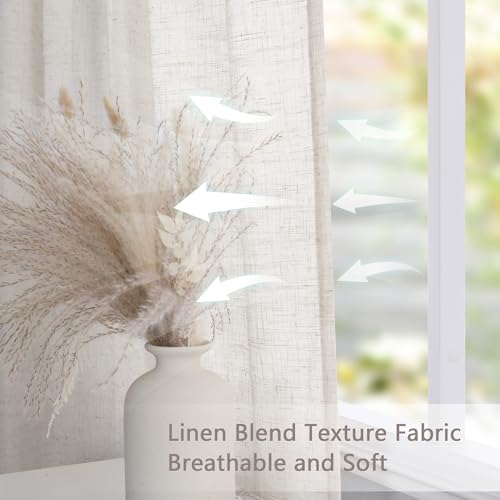 Short Linen Curtains 36 Inch Length for Kitchen Window (34"W x 36"L (Pack of 2) / Linen)