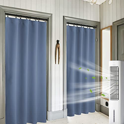 Blackout Curtains for Bedroom Living Dining Room 84 inches Long (Stone Blue / 42"W x 84"L (Pack of 2))
