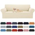 2026 New Stretch Oversized Sofa Slipcovers Couch Sofa Cover for 4 Seater Furniture Protector Covers with Elastic Bottom Jacquard Fabric Small Checks for Pets (Beige / Oversized Sofa)