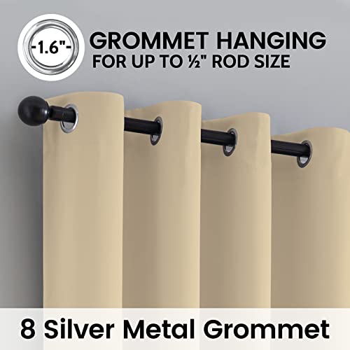 Beige 100% Blackout Curtains Room Darkening Living Room 63 Inch (Beige / 52"W x 63"L (Pack of 2))