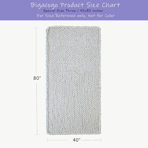 Chunky Knit Throw Blanket for Couch (White / 40"x80" (Special Size Throw))