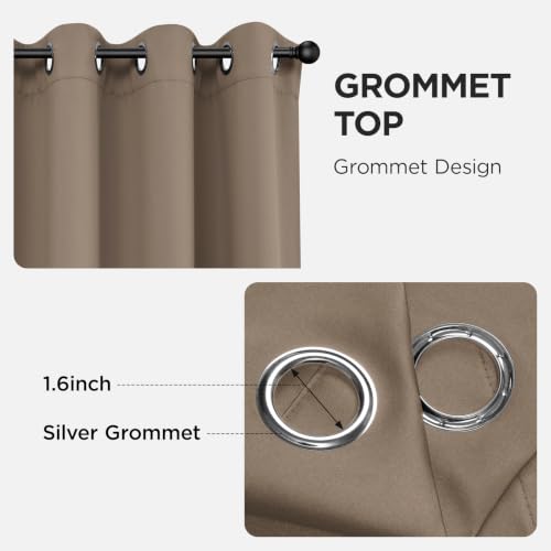 Blackout Curtains for Bedroom 108 inch Long 2 Panels (Khaki / 52"W x 108"L (Pack of 2))