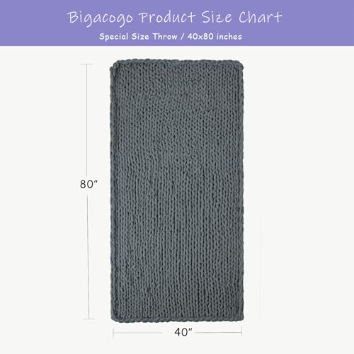 Chunky Knit Throw Blanket for Couch (Iron Gray / 40"x80" (Special Size Throw))