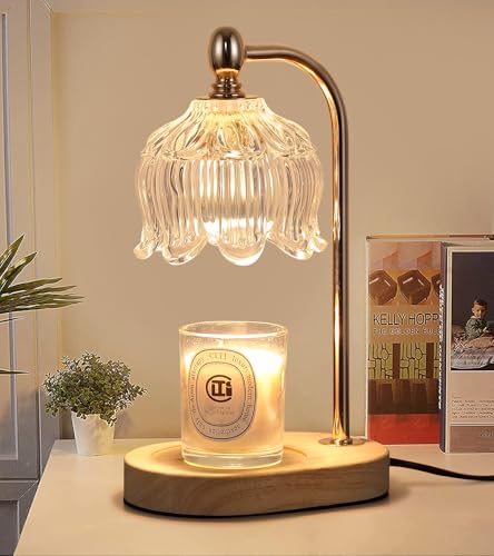 Candle Warmer Lamp with Timer and Dimmer (Gold ‎flower)