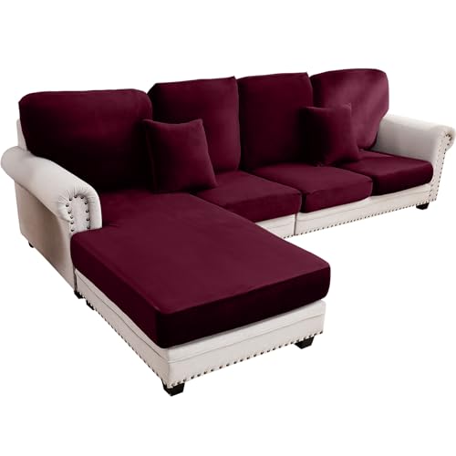 Couch Cover 4 (Wine / 3 Seater + Chaise)