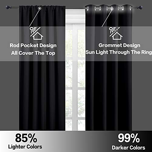 Short Black Blackout Curtains for Small Bedroom Kitchen Window (Black / 42"W x 36"L (Pack of 2))