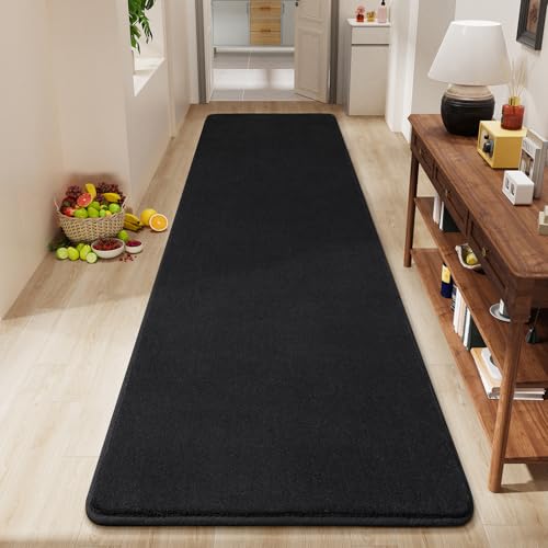 Modern Soft Hallway Runner Rug (3' x 10' (Runner) / Black)