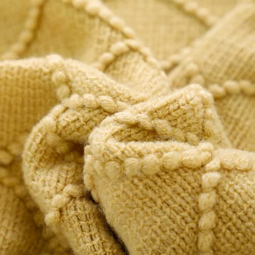 Mustard Throw Blanket 50x60 Inch Boho Knit Soft Throw Sofa Blanket (Mustard / 50"x60")
