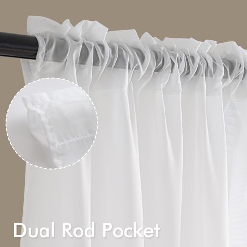 White Sheer Curtains 92 Inches Long 4 Panels 42 x 92 Inches (42"W x 92"L (Pack of 4) / White)