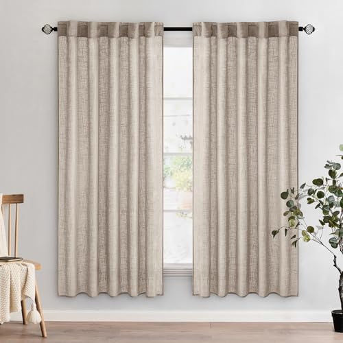 Natural Linen Curtains 52x72 Inch Length for Bedroom Living Room (Natural / 52"W x 72"L (Pack of 2))