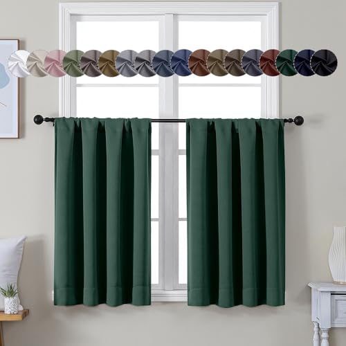 Ava Ever Green Short 36 Inches Blackout Curtain 2 Panels Set (Ever Green / 40"W x 36"L (Pack of 2))