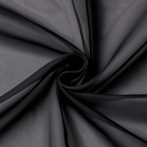Extra Long Black Sheer Curtains for Bedroom Living Room 108 Inches Long 2 Panels Set (Black / 59"W x 108"L (Pack of 2))
