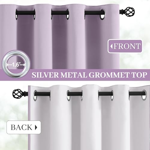 100% Blackout Curtains 52x84 inch Long Lilac Window Drapes (Lilac / 52"W x 84"L (Pack of 2))