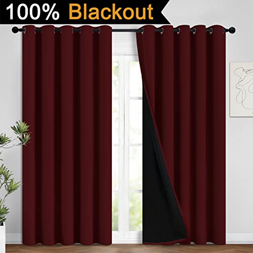 100% Blackout Lined Panels (62"W x 84"L (Pack of 2) / Burgundy Red)