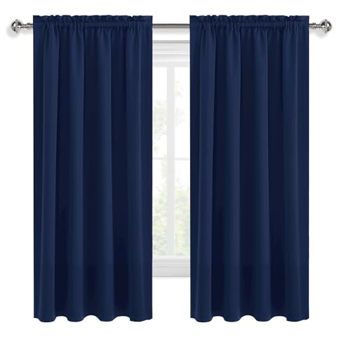 Blackout Curtains for Bedroom 42 x 63 Inch Long Navy Blue 2 Panels (Navy Blue / 42"W x 63"L (Pack of 2))