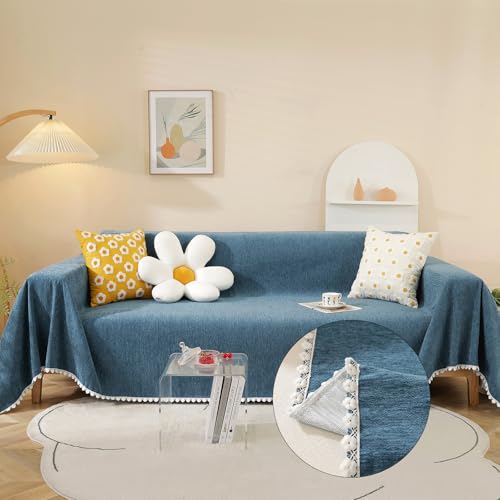 Navy Blue Sectional Couch Covers (71" x 134" / Daisy:blue)