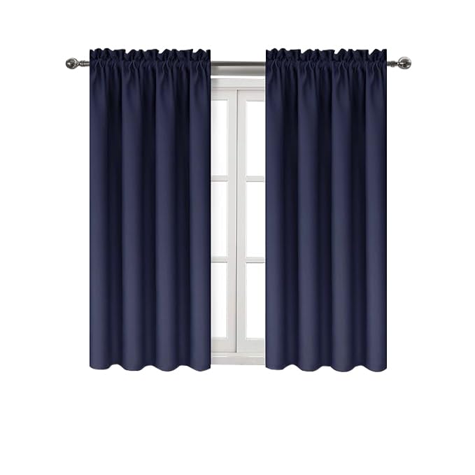 Blackout Curtains for Bedroom Living Room 38 x 54 Inch Long Navy (Navy / 38"W x 54"L (Pack of 2))