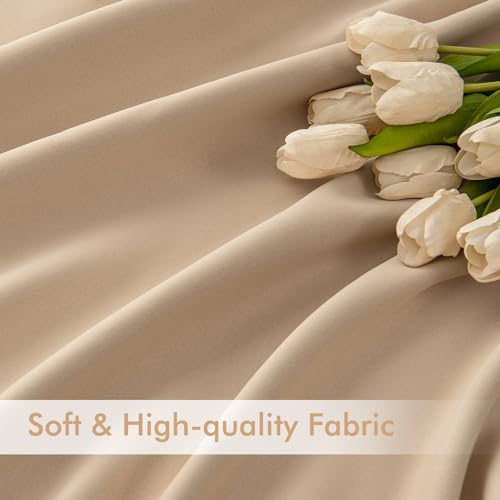 Beige Back Tab Blackout Curtains 52x102 Inch Long 2 Panels Set (Beige / 52"W x 102"L (Pack of 2))