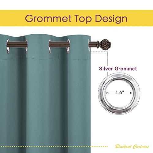 Thermal Insulated Greyish Blue Blackout Curtains for Bedroom (Greyish Blue / 70"W x 63"L (Pack of 2))