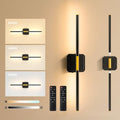 Battery Operated Wall Sconces 360°Rotate Detachable Dimmable Set of 2 (Black-Square Base / 2 Pack)